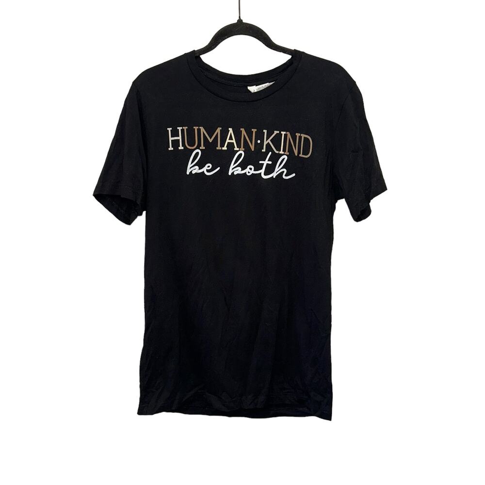 Human Kind‎ Be Both Graphic Tee Medium Black Inspirational Shirt
